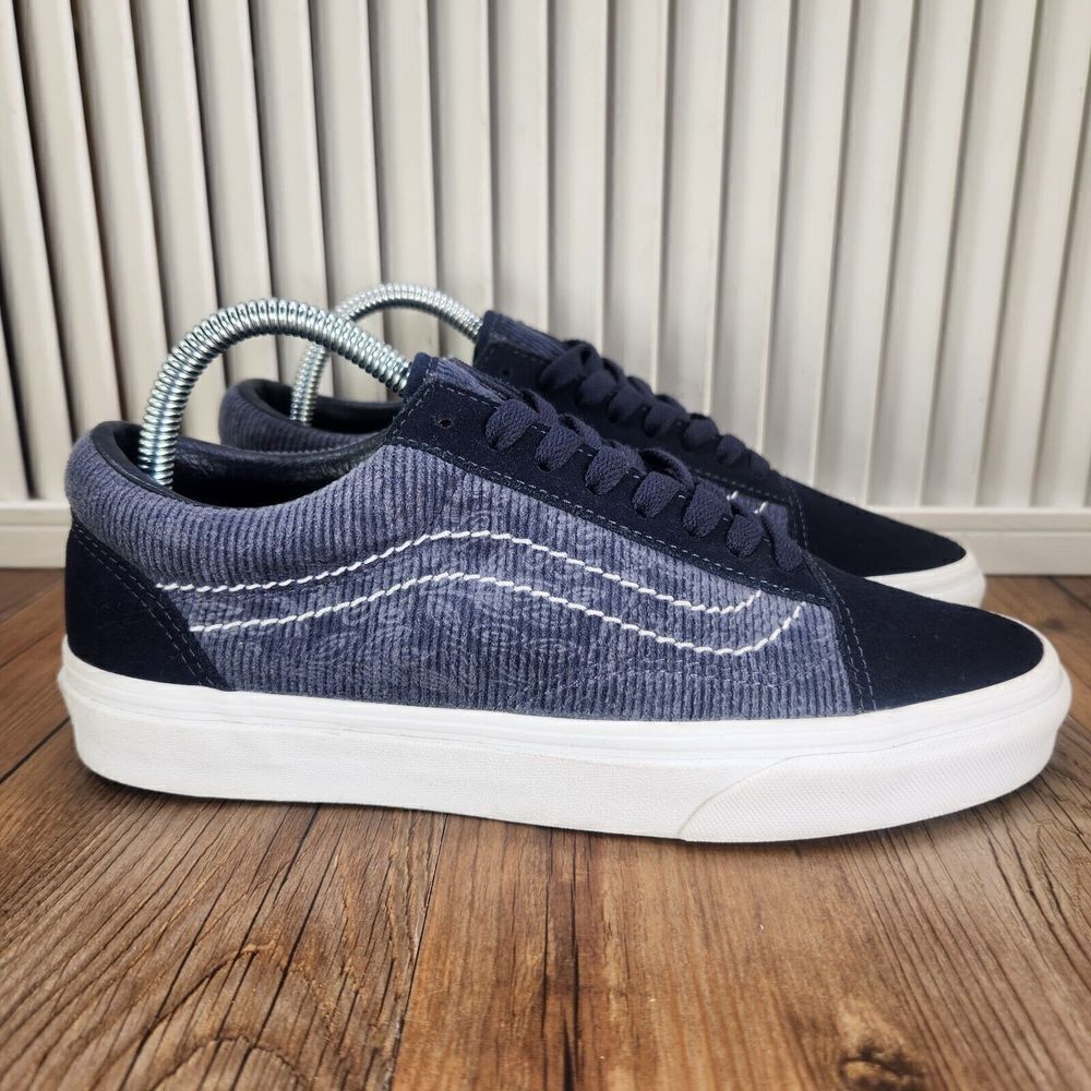 VANS Old Skool Paisley Corduroy Womens Size 8.5 Blue Suede Skater Sneakers Shoes